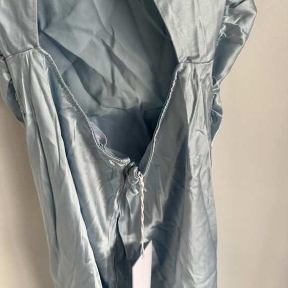 NWT Reformation Casette Midi Silk Dress Sz 6 Blue Horizon Open Back Cut-out - Picture 8 of 10